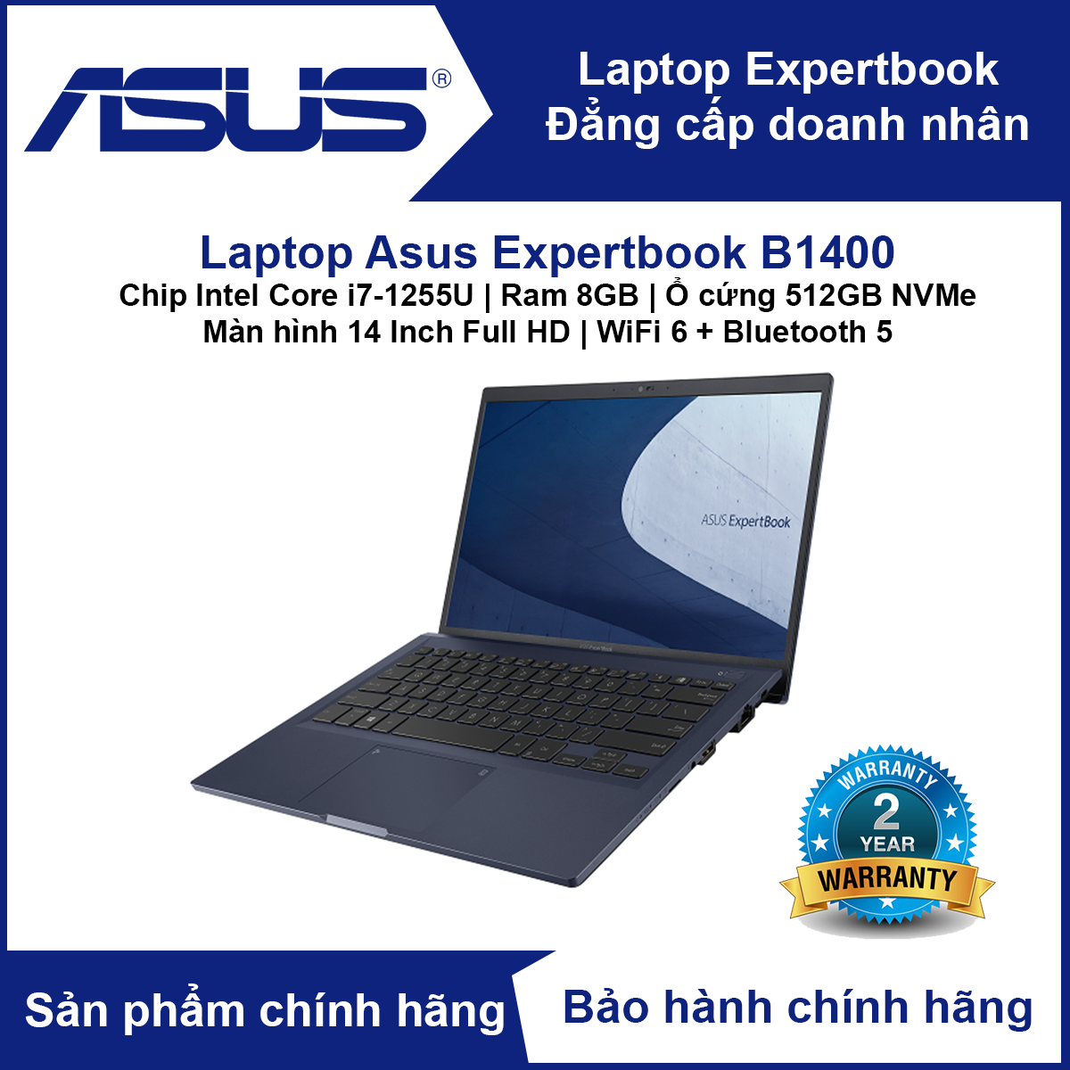 Máy tính xách tay - Laptop Asus ExpertBook B1 B1400 - Hàng Chính Hãng