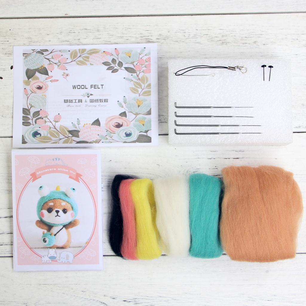 2 Pack Lovely Dog Needle Felting Kits Wool DIY Needlecraft for Beginners