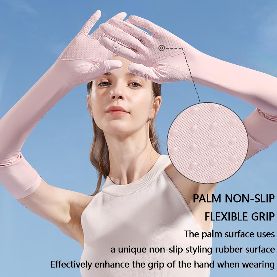 Găng tay thể thao hở ngón chống nắng và tia UV bằng lụa lạnh