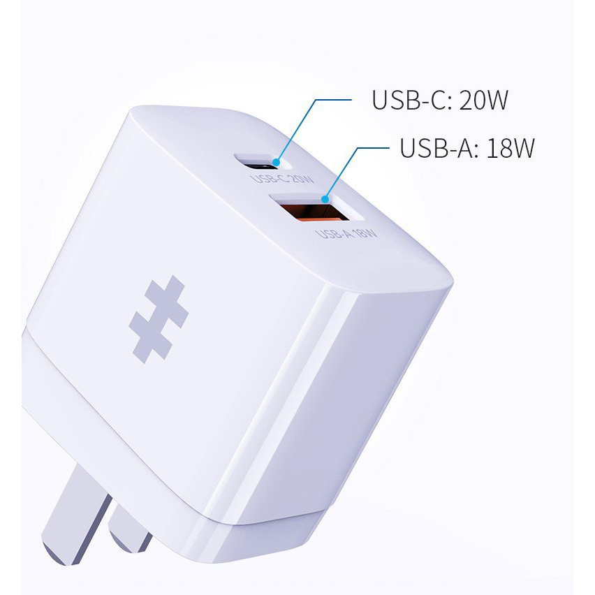 Sạc 2 Cổng HyperJuice (1 x USB-C Power Delivery 20W + 1 x USB-A Quick Charge 18W) Charger Small HJ205 - Hàng Chính Hãng