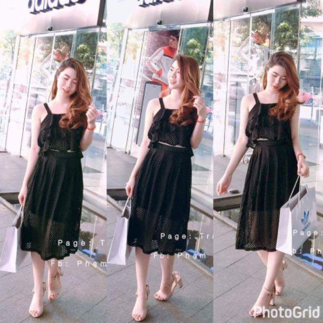 Sét đầm maxi ren