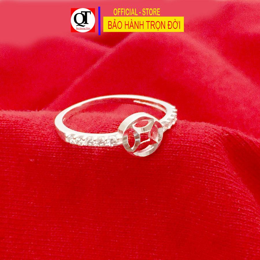 Nhẫn nữ mặt kim tiền phay sáng bóng chất liệu bạc ta - QTBU115