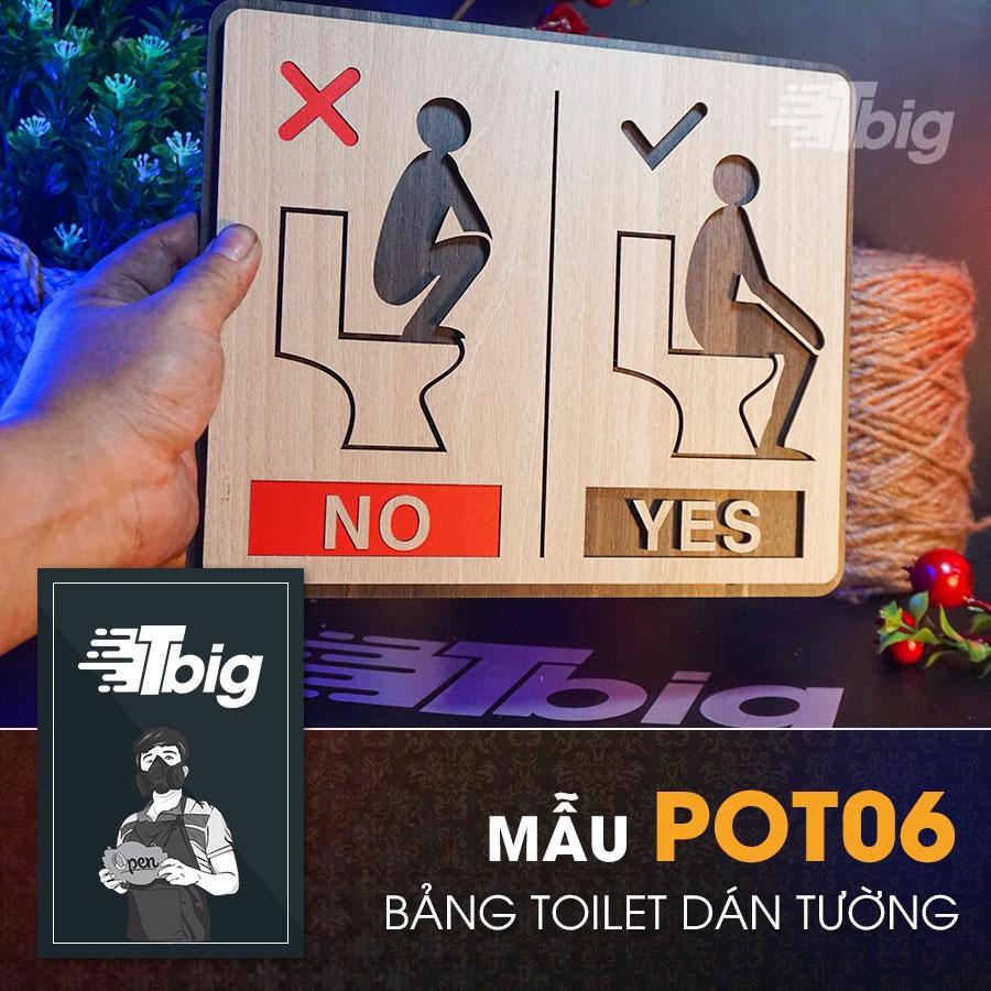 Bảng chỉ dẫn sử dụng bồn cầu đúng cách khi đi toilet - mẫu gỗ cắt laser dán tường bằng keo 2 mặt