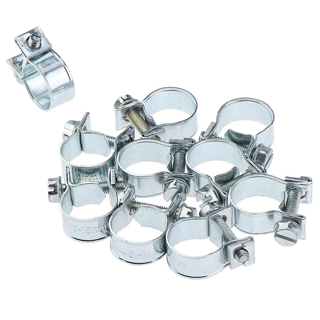 20 Pieces 20x Stainless Fuel Hose Clamps Adjustable Hose Clip For Silver
