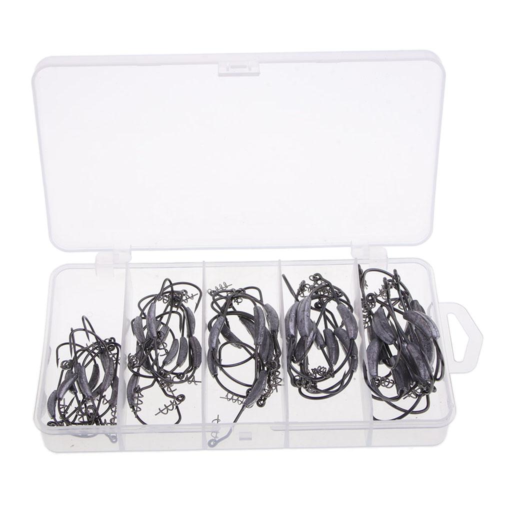 50pcs Weighted Superline Spring Hooks Jig Head Fishing Hook for Soft Lures