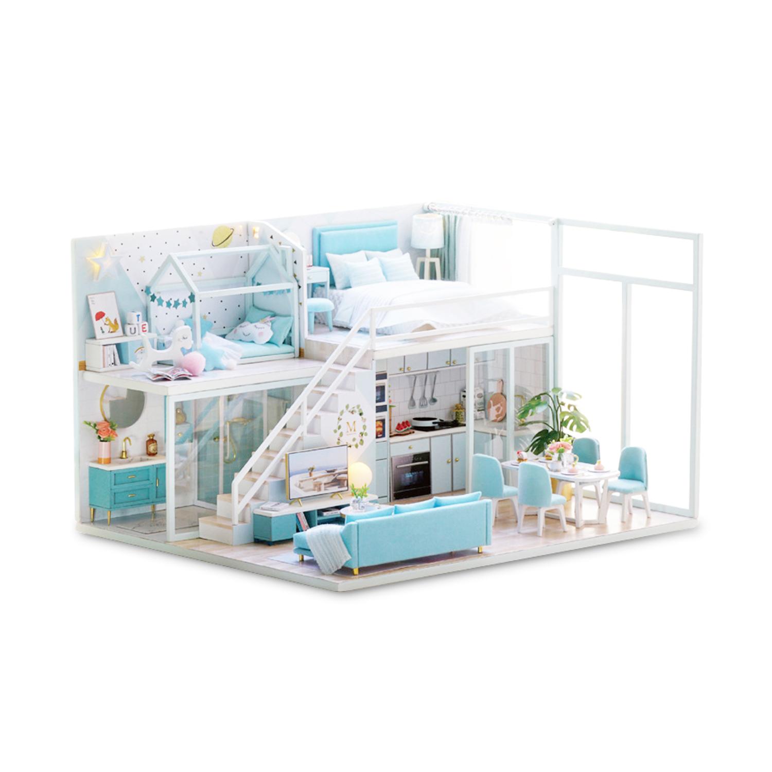 DIY Dollhouse Wooden Room Assemble Kit Home Decoration Miniature House Model Self-installed Simulation Dollhouse