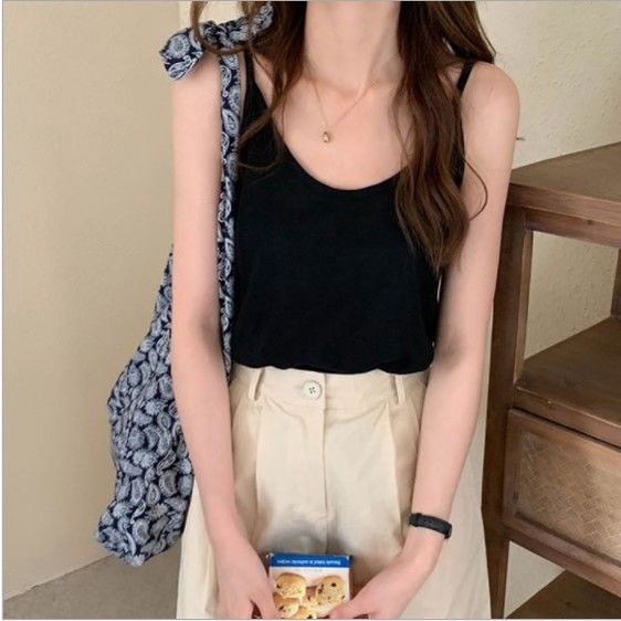 Áo hai dây nữ màu pastel GINE STORE mỏng mát, dễ thương - Áo dây Laura Cotton