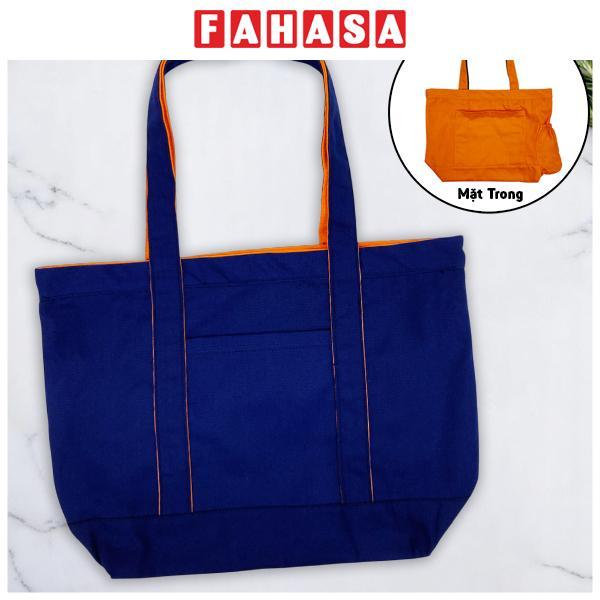 Túi Vải Tote 2 In 1 Phối 2 Màu - Saigon ZeroWaste - Màu Xanh Dương + Cam