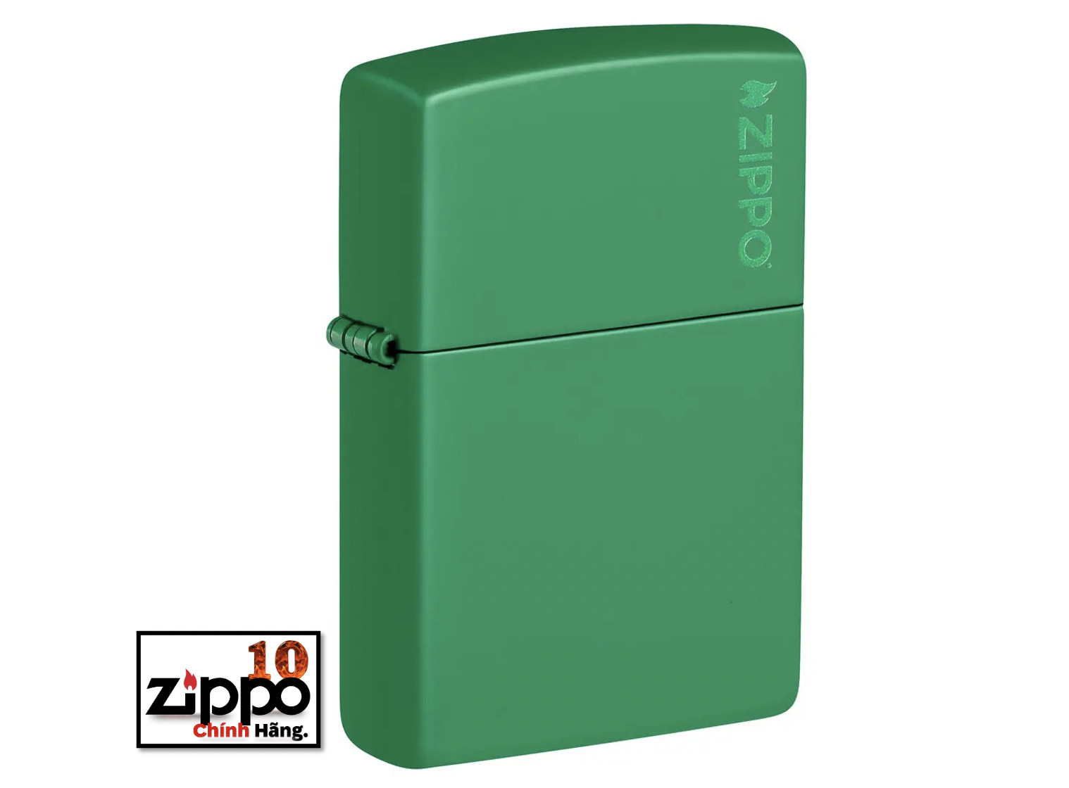 Bật lửa ZIPPO 48629ZL Classic Grass Green Matte Zippo Logo - Chính hãng 100%