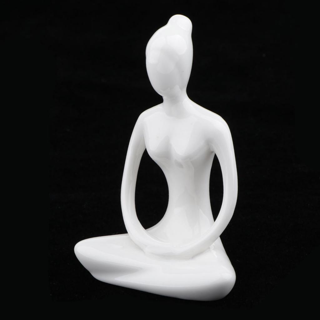 2X Ceramic Yoga Figure Ornament Statue Sculpture Garden Desk 03