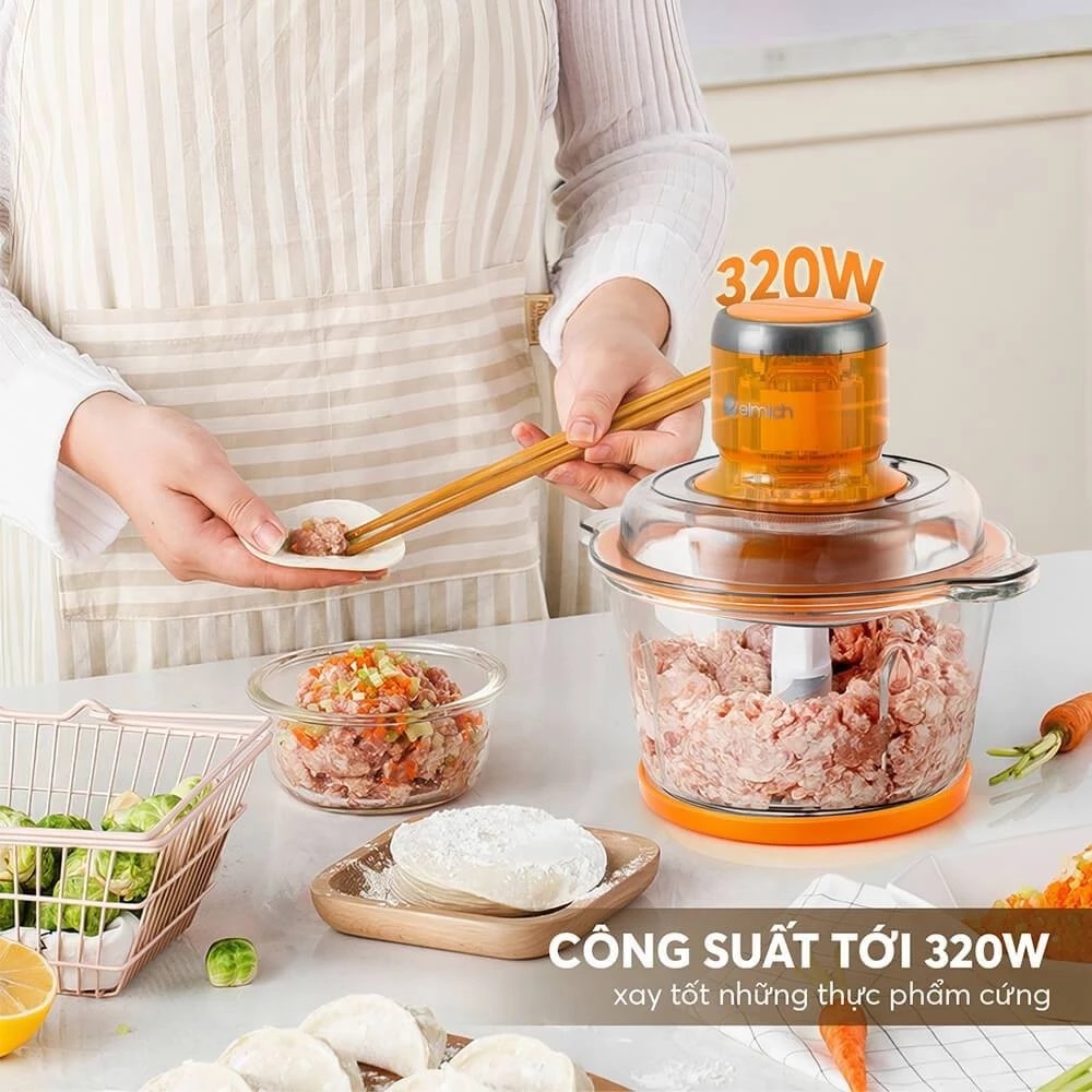 Máy xay thịt đa năng Sothing Elmich CHE-8482 1,7L,  4 lưỡi dao bằng thép không gỉ, công suất xay 320w- Hàng chính hãng
