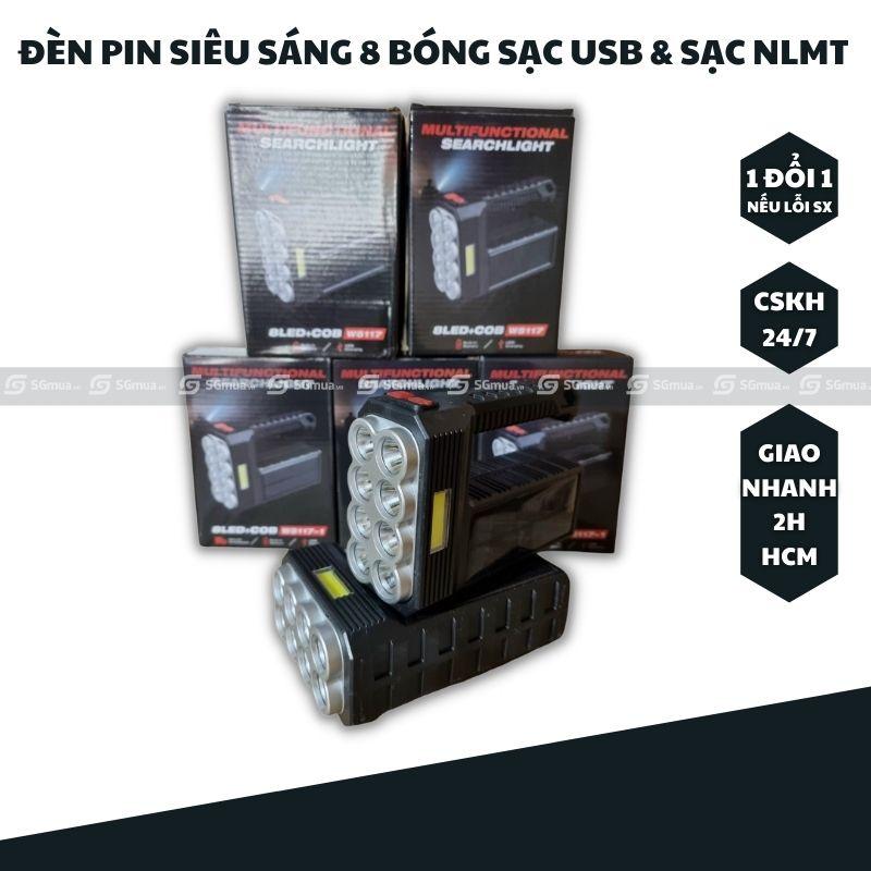 Đèn pin siêu sáng 8 bóng sạc đa năng thích hợp dã ngoại cắm trại