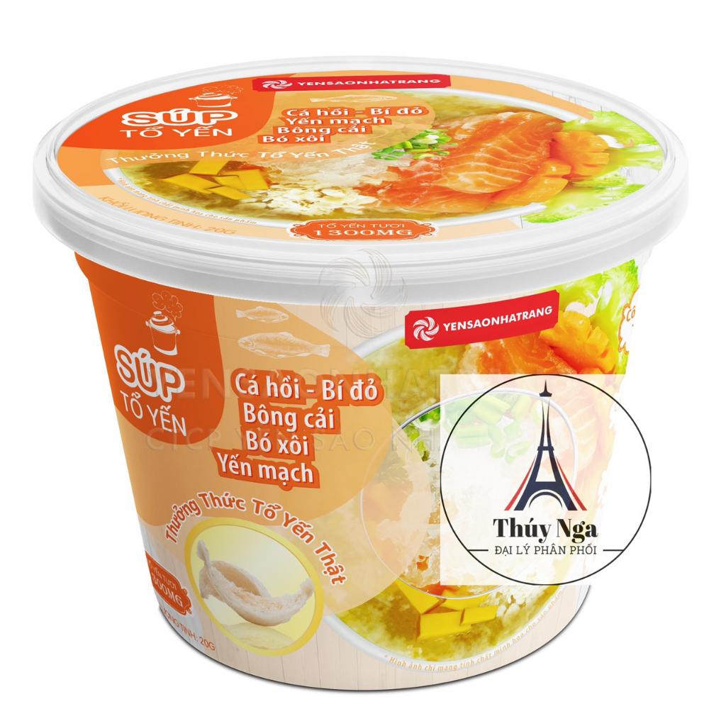 (Yến sào nha trang) Soup Tổ Yến - Cá Hồi, Bí Đỏ, Bông Cải, Bó Xôi, Yến Mạch 20g