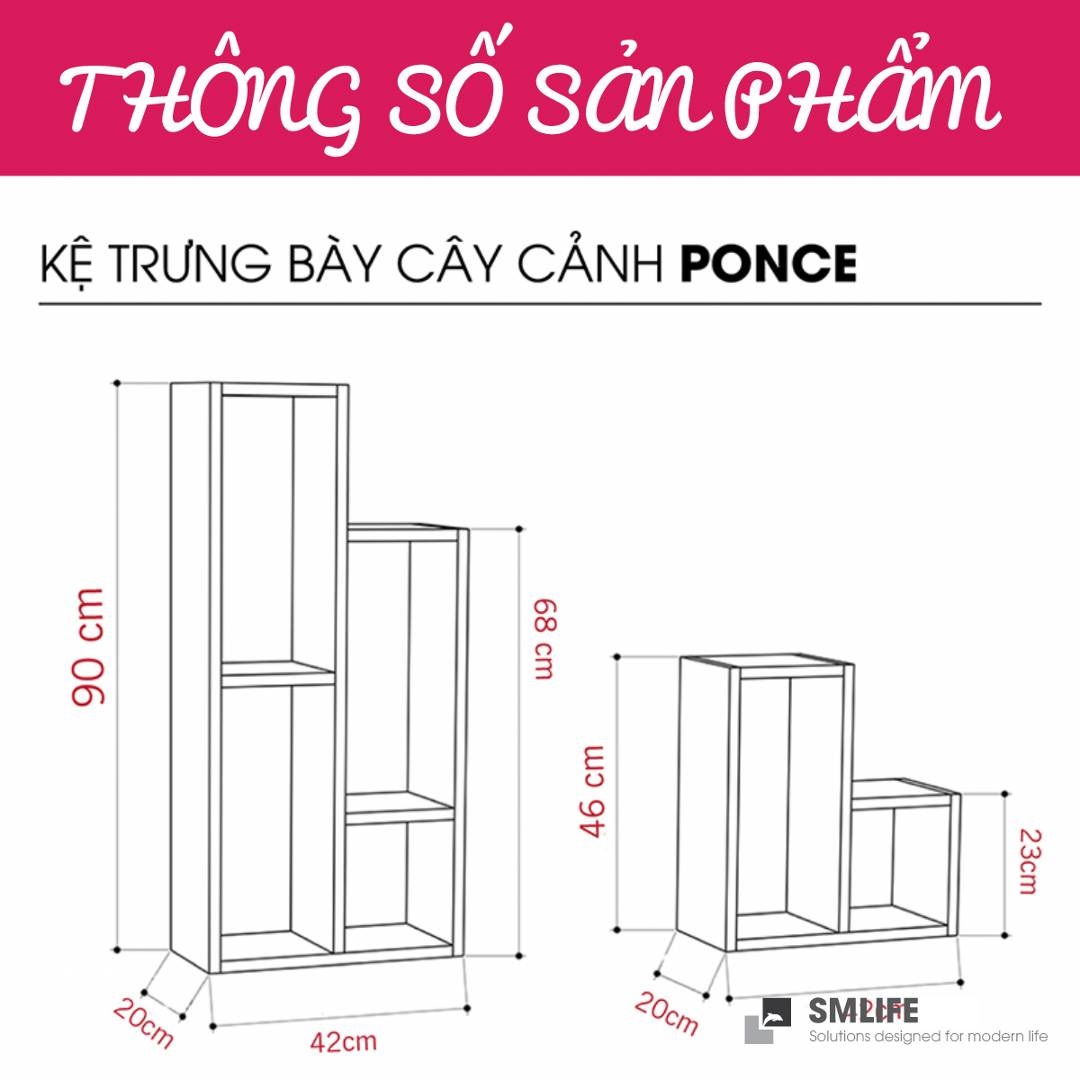 Kệ gỗ trang trí cây cảnh SMLIFE Ponce | Gỗ MDF dày 17mm chống ẩm | D84xR20xC90cm