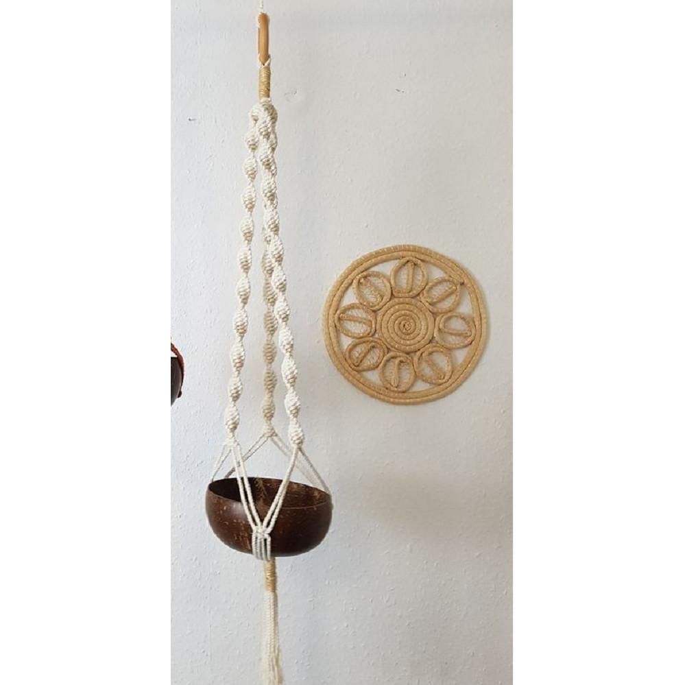 Dây tết macrame treo trang trí kèm bát dừa độc lạ