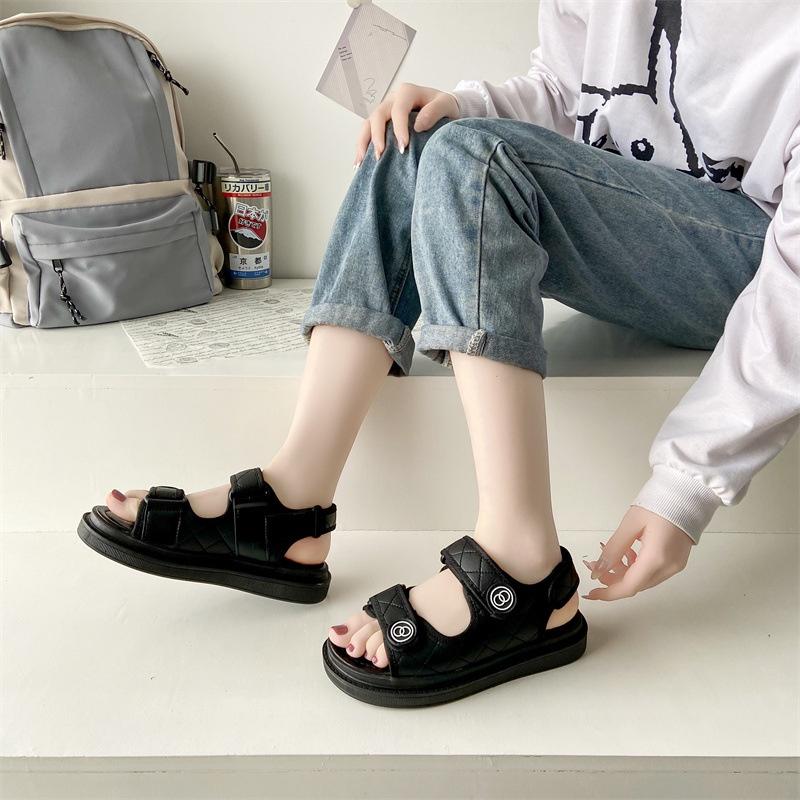 Dép sandal nữ quai dán Trần trám đế bánh mì siêu nhẹ cao 3cm