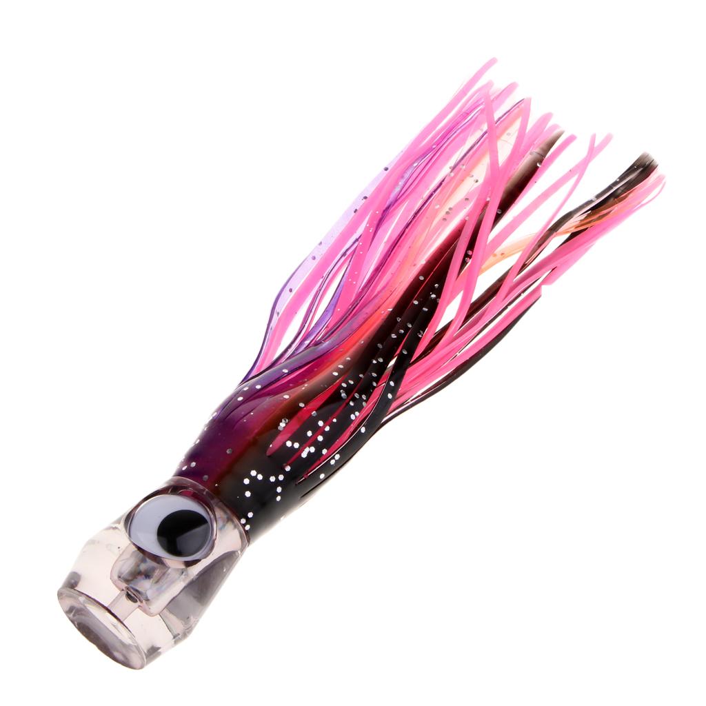 5pcs 3D Eye Jet Head Trolling Skirt Lure Soft Octopus Squid Bait Offshore