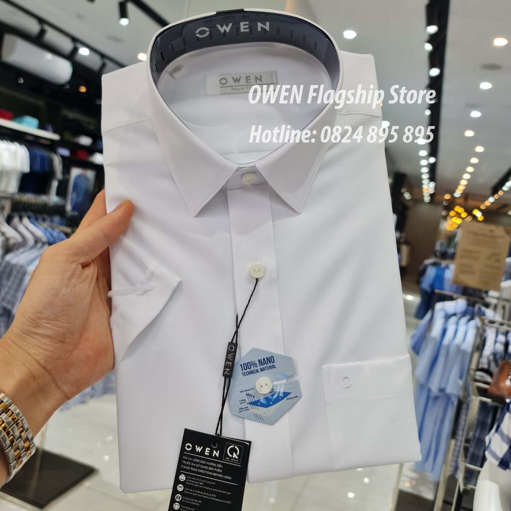 OWEN - Sơ mi trắng cộc tay dáng Regularfit VẠT TÔM Mã AR22325N2, AR90779N1