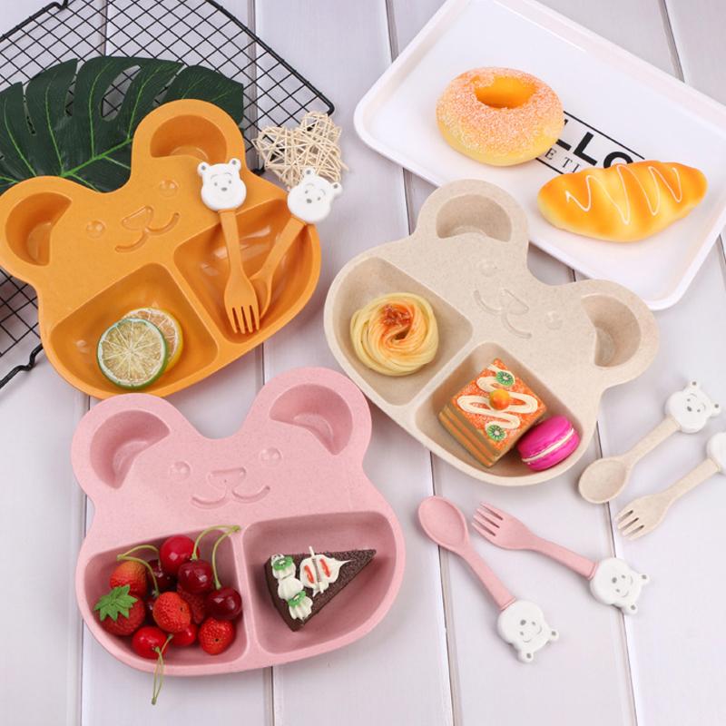 3 Lúa Mì Ống Hút Cho Bé Bộ 3 Thìa Ăn Uống Hoạt Hình Trẻ Em Huấn Luyện Bát Thìa Dĩa Trẻ Em Ăn Đĩa Bộ Đồ Ăn
