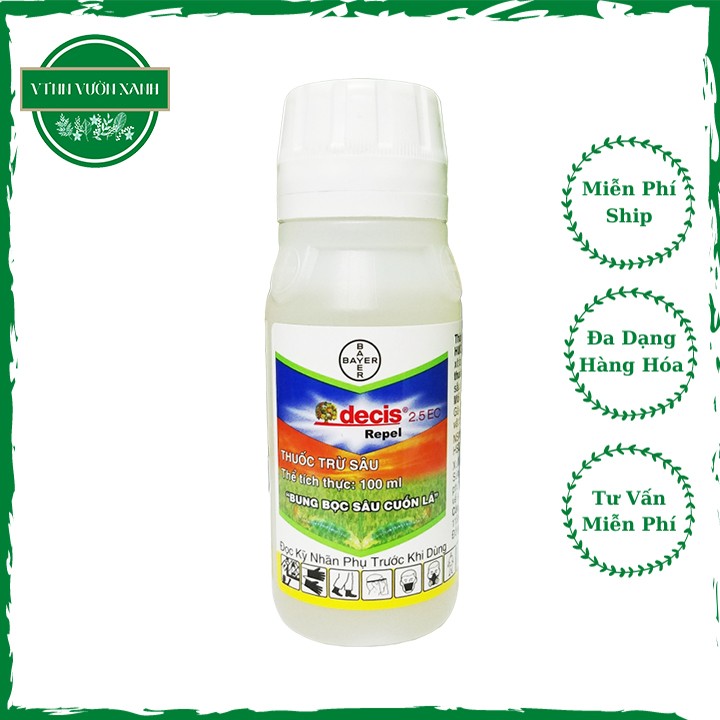 Thuốc trừ sâu DECIS 2.5EC trừ sâu cuốn lá, sâu phao, sâu đục trái, bám dính rất chắc trên lá nên khó bị rửa trôi khi mưa - chai 100ml