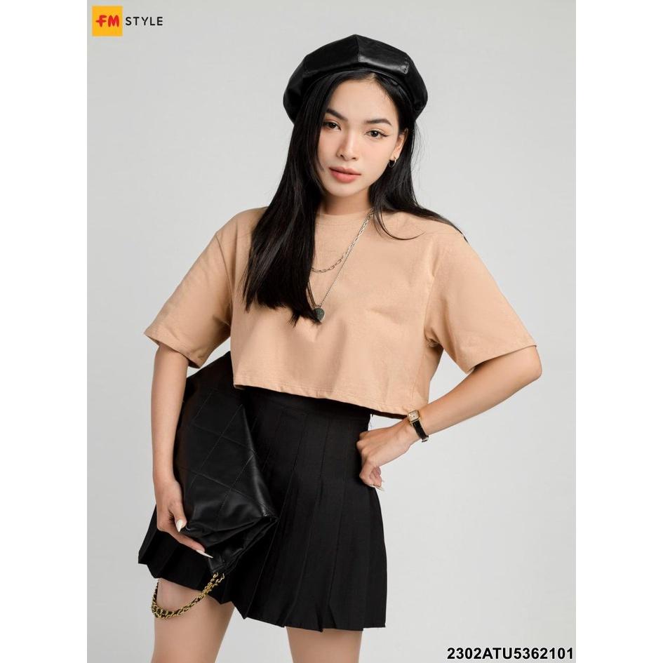 Áo croptop nữ dáng Fm Style chất liệu cotton màu trơn chất thun co giãn mềm mịn thời trang Hàn Quốc 23020661