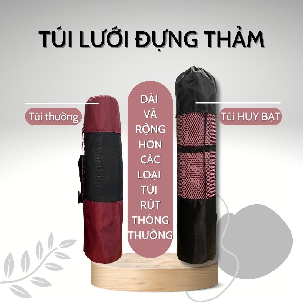 Thảm Tập Yoga, Tập Gym 8mm 2 Lớp Không Mùi + Túi Đựng Thảm + Dây Buộc Thảm Chính Hãng HUY BẠT - Giao Ngẫu Nhiên