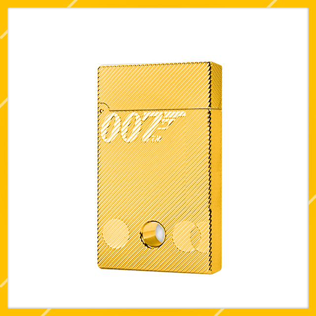 Vỏ Hột Quẹt Bật Lửa Upon Điệp Viên 007 Xọc Chéo DX15V Màu Vàng - Dùng Xăng Bấc Đá Cao Cấp