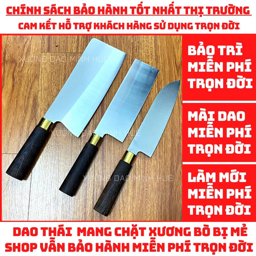 Dao thép trắng không rỉ cao cấp , bộ dao thép nhật 3 món chặt thái đa năng xưởng dao minh huệ