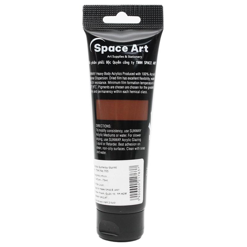 Tuýp Màu Vẽ Acrylic 75 ml - Sunway No.705 - Burnt Umber