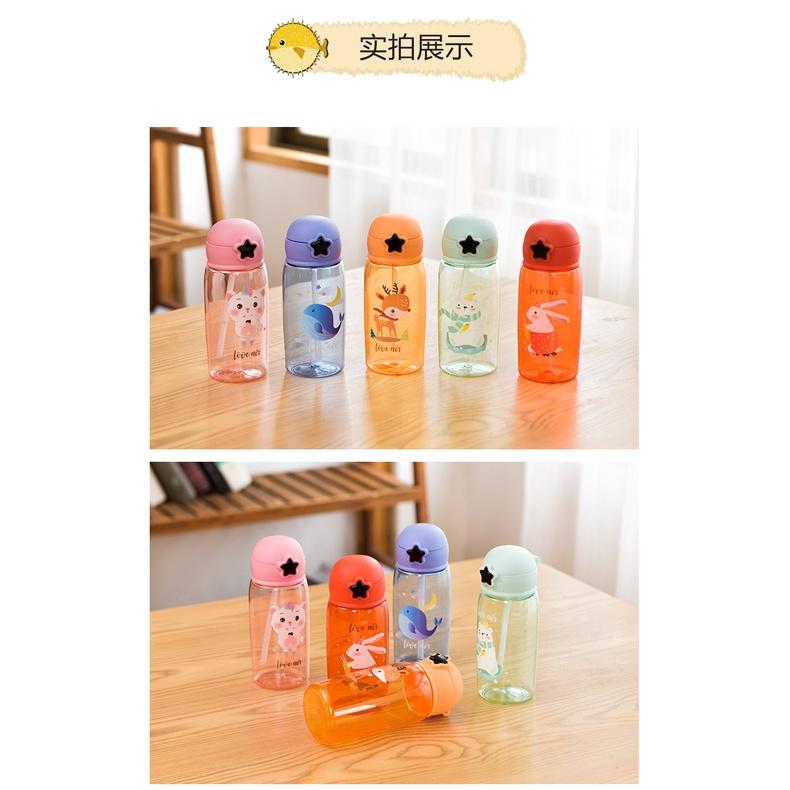 Bình Nước 520ml Cute Có Túi Đeo Hình Thú Cute