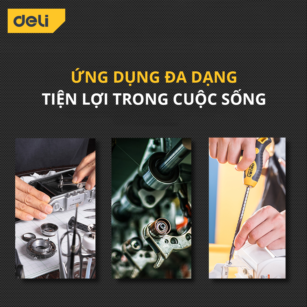 Tua Vít Trợ Lực 2 Đầu Đa Năng Deli, Đầu Vít PH2 2 Cạnh Và 4 Cạnh Tháo Rời - Tay Cầm Chống Trơn Trượt, Tiện Dụng DL626010