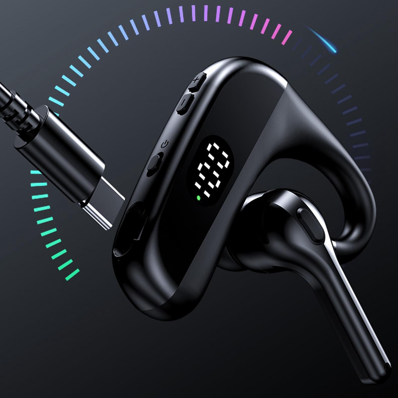Waterproof Bluetooth Headset Ear Hook LED Display Calling for Business