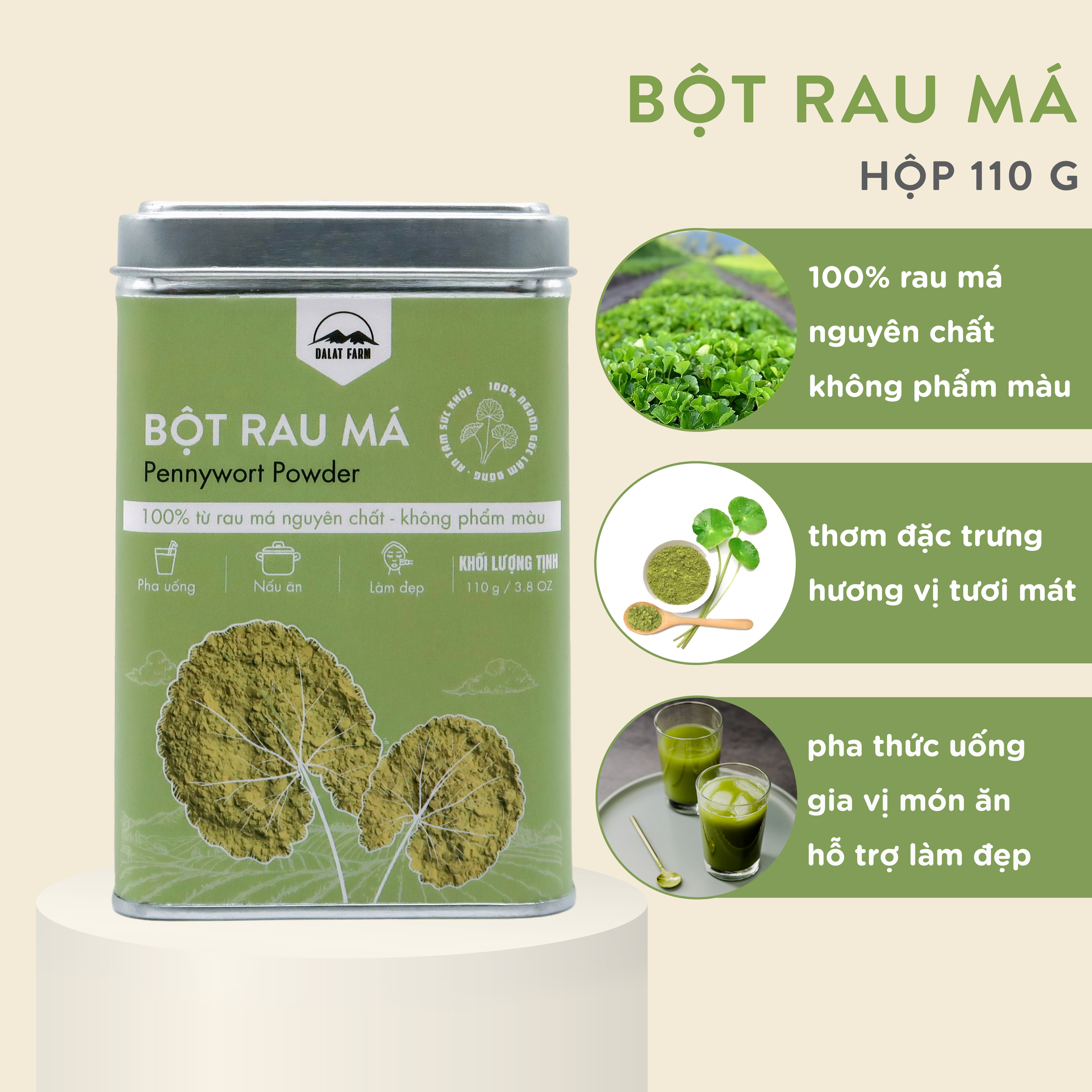 Bột Rau Má Dalat Farm - Hộp 110 g