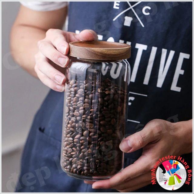 Lọ thủy tinh nắp gỗ tre sang chảnh