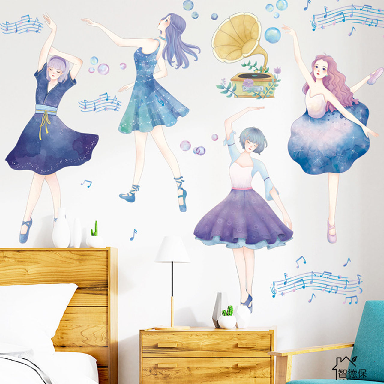 Decal dán tường trang trí phòng ngủ, lớp mầm non- Công chúa- mã sp LV115