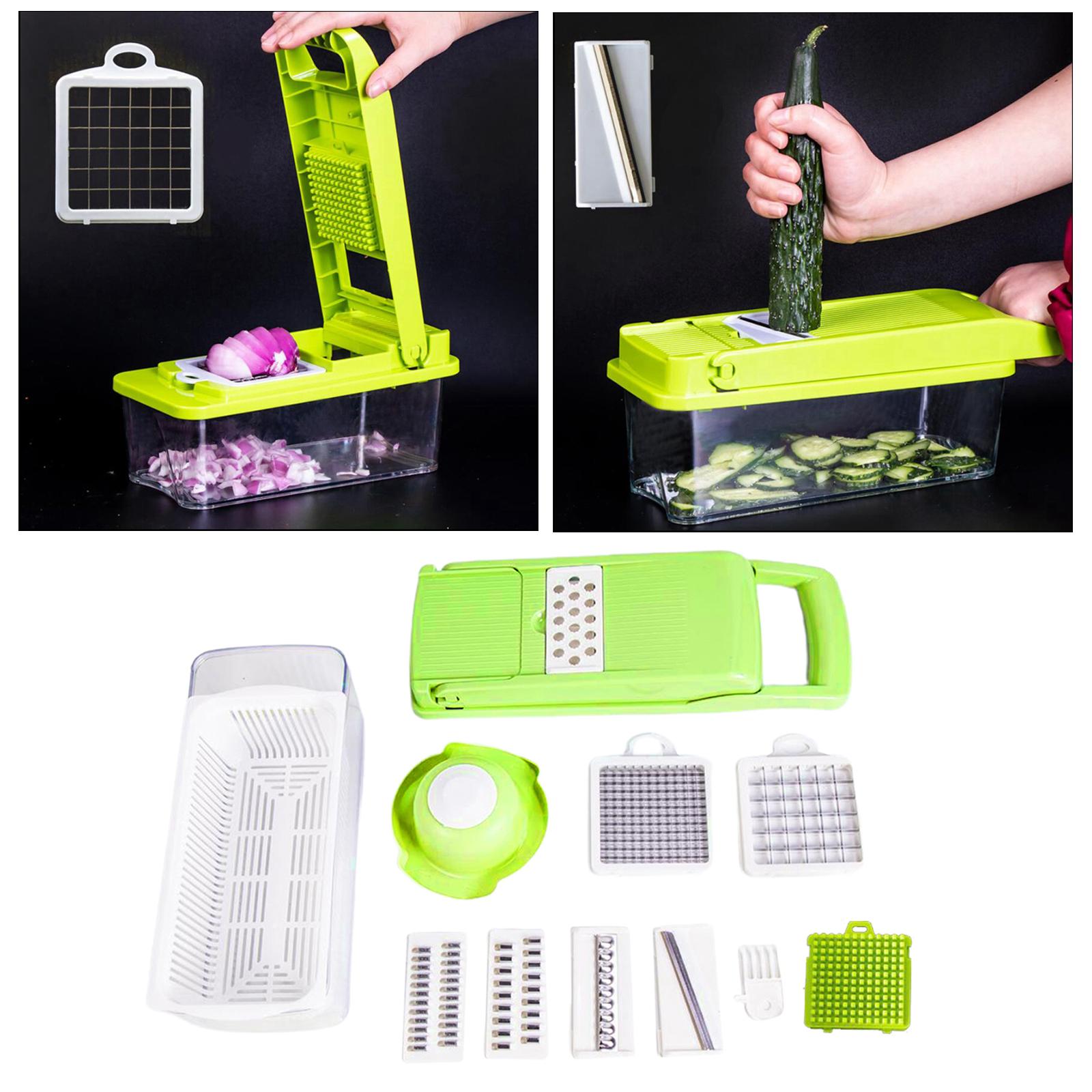 8 in 1 Vegetable Chopper for Salad Potato Food Chopper Kitchen Gadgets green