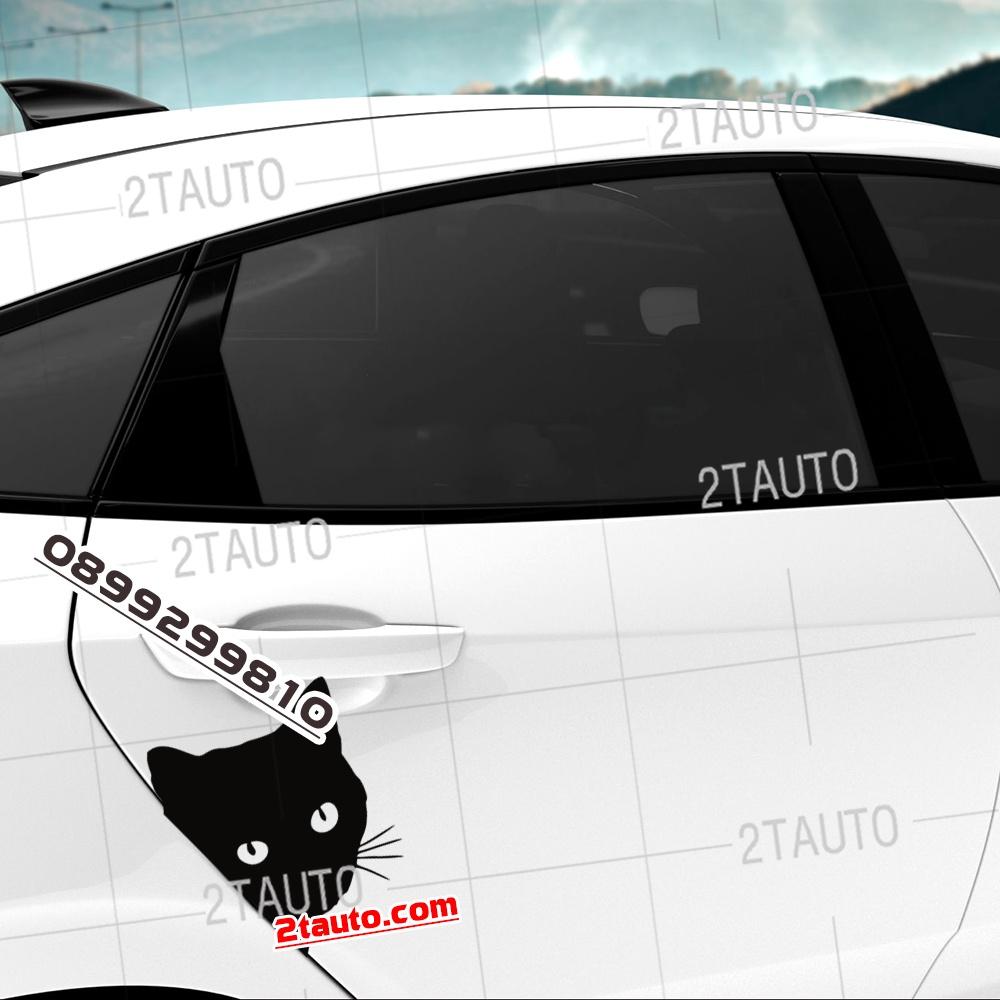 Tem decal HÌNH CON MÈO dán xe nhiều kích thước, chống thấm nước, logo CHÚ MÈO dán trang trí ô tô xe hơi - MẪU 2