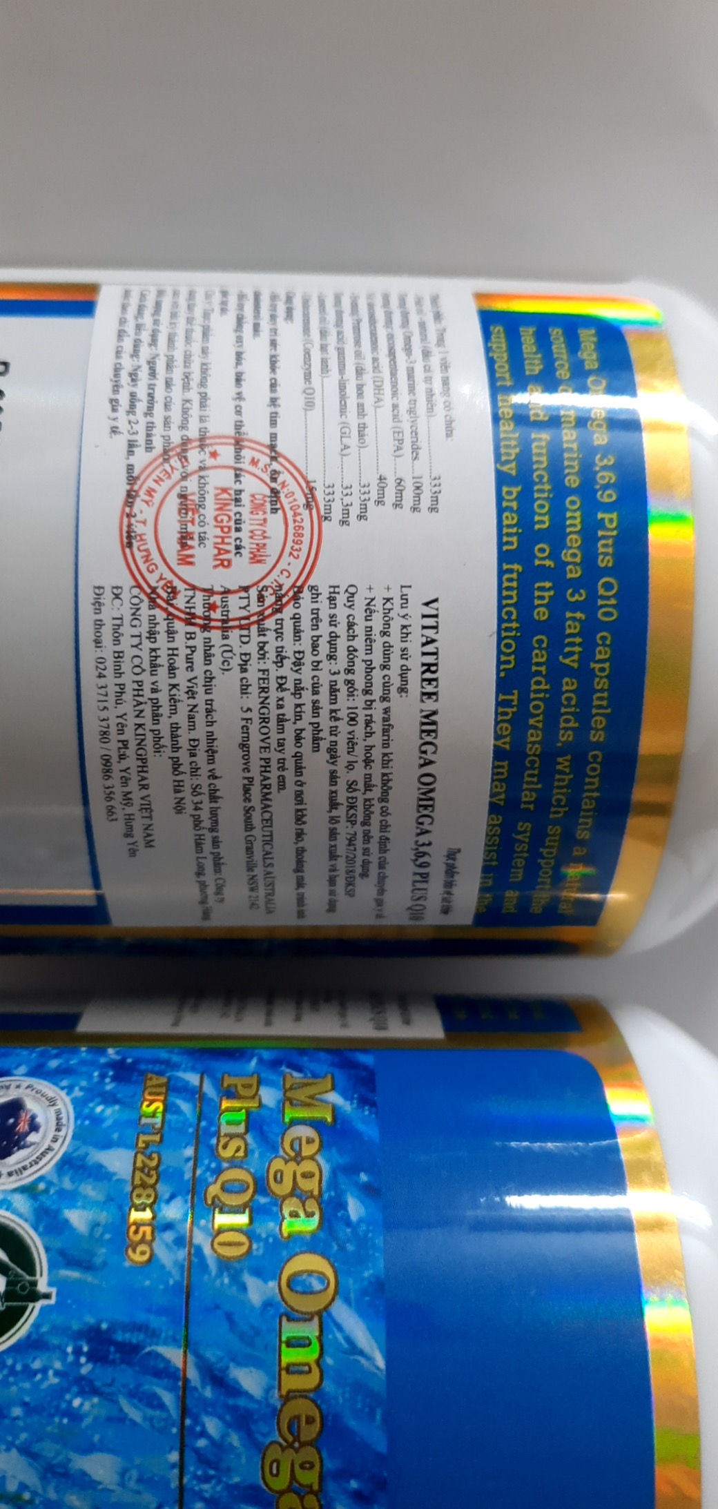 Viên uống Vitatree Mega Omega 369 plus Q10, Lọ 100v, bổ sung dưỡng chất cho mắt, não, tim mạch