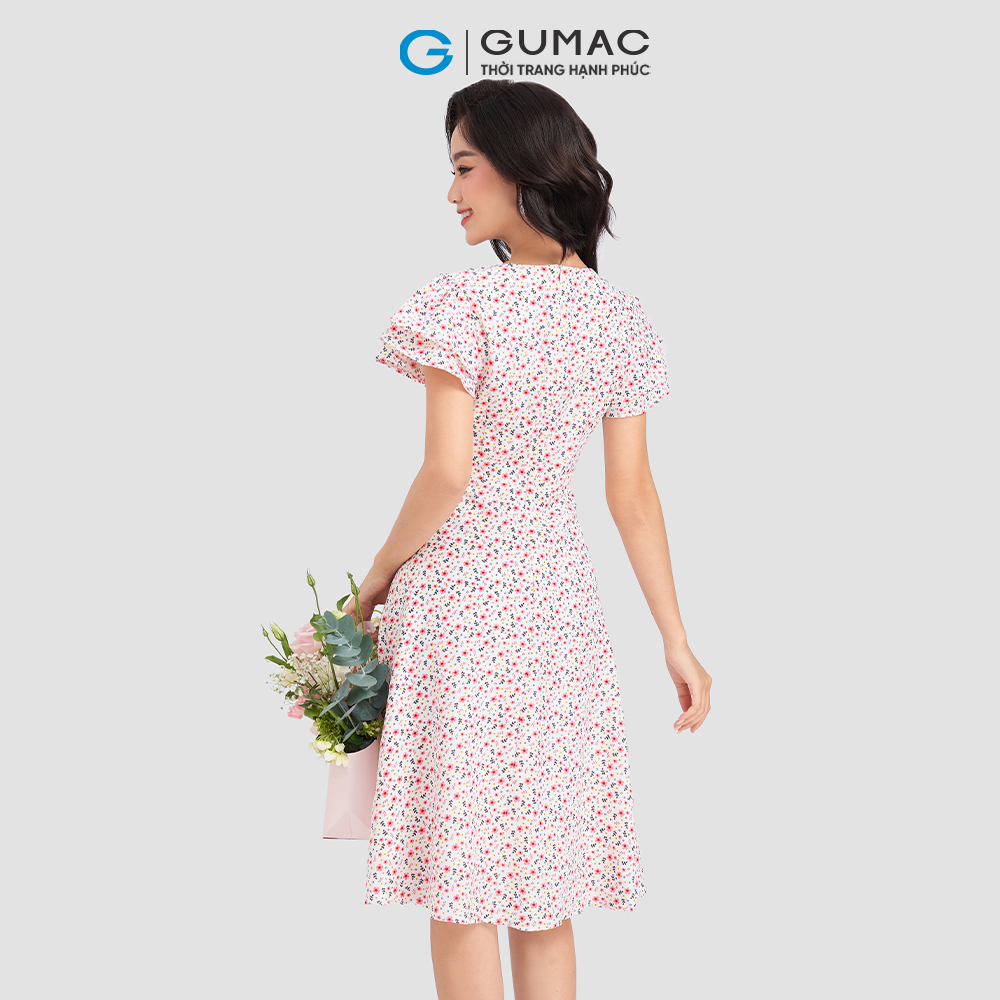 Đầm hoa nhí nữ phối bèo GUMAC DD03049