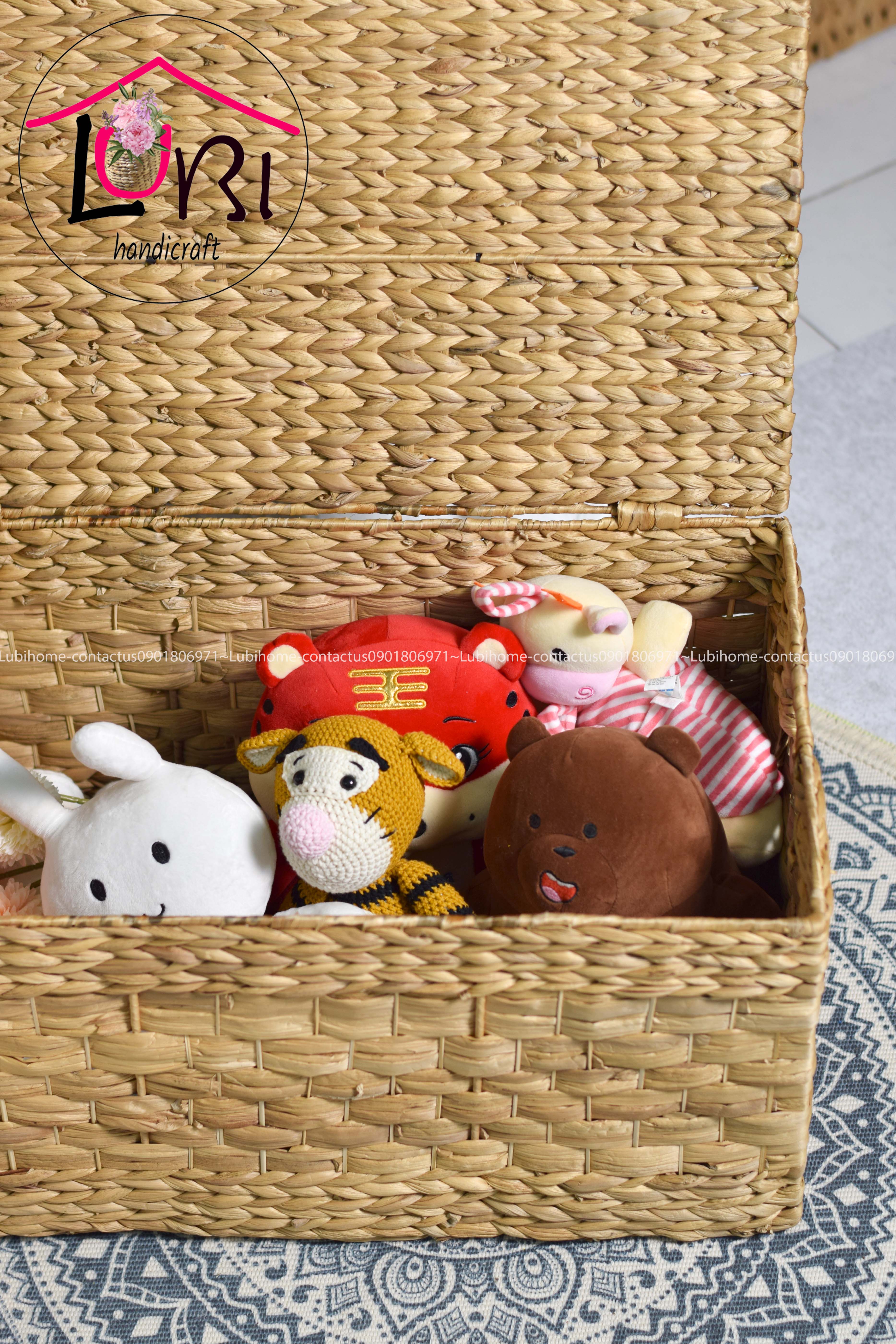 Lubihandicraft - Rương đựng đồ lục bình hình chữ nhật có nắp đậy - đơn giản, mộc mạc