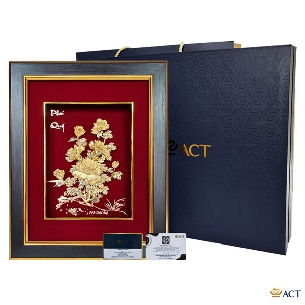 Tranh Hoa Mẫu Đơn dát vàng 24k (27x34cm)