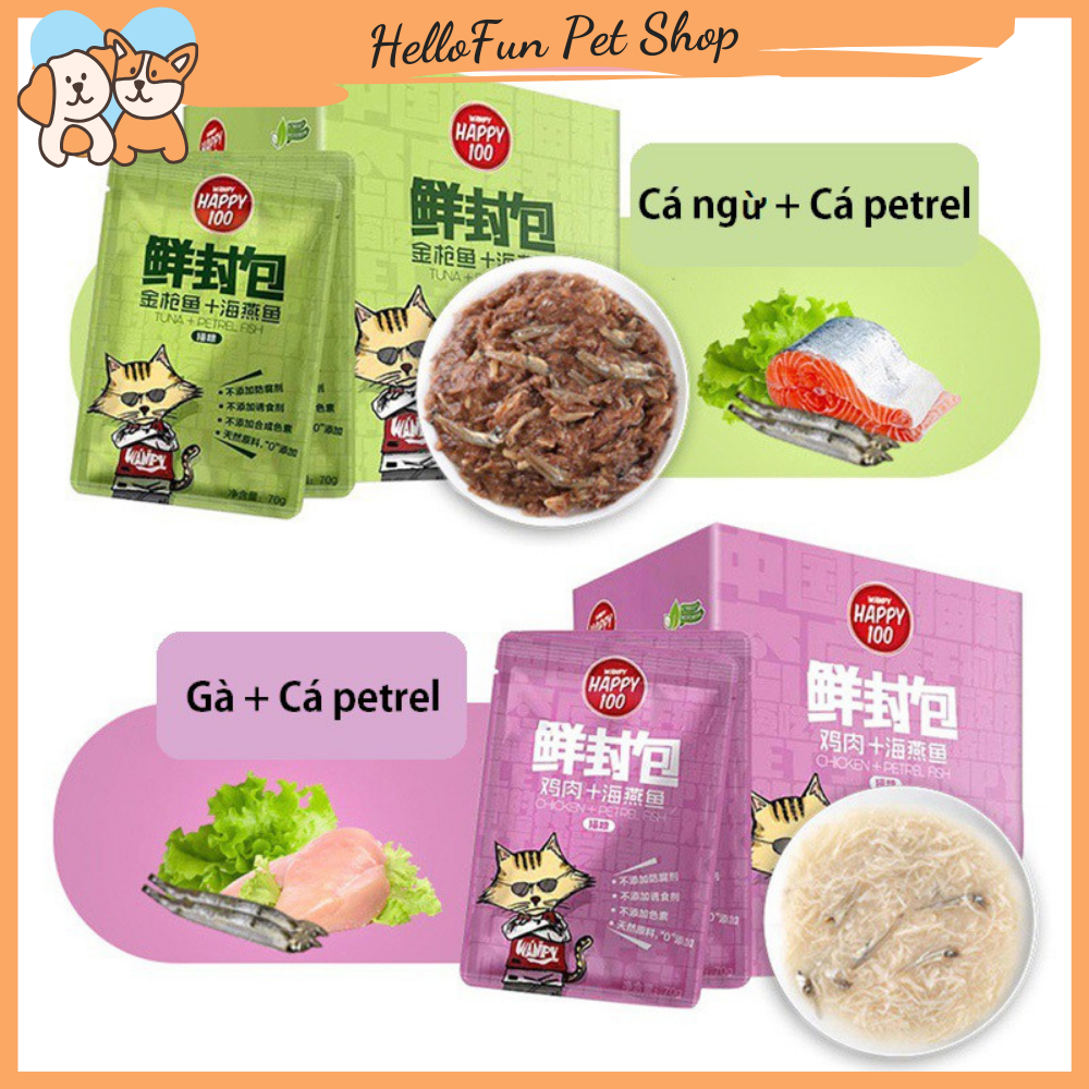 Pate Wanpy Happy 100 cho mèo - Thức ăn ướt cho mèo thơm ngon bổ dưỡng