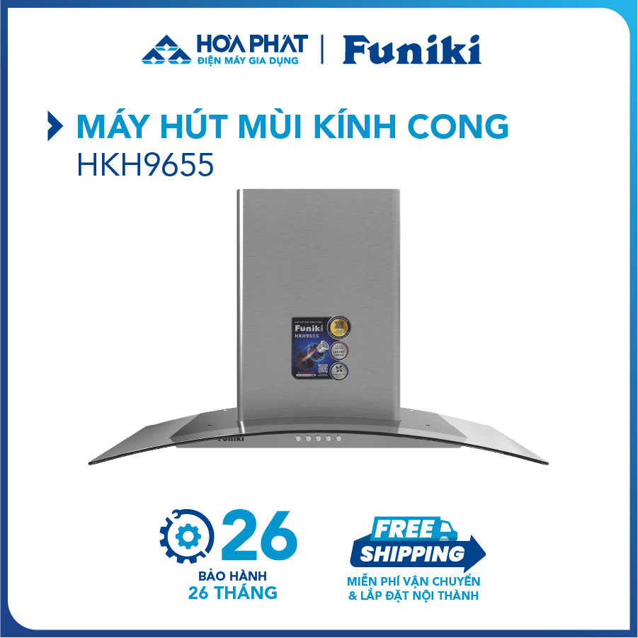 Máy hút mùi kính cong Funiki HKH9655 (Rộng 70cm) - Bảo hành 26 tháng - Hàng chính hãng
