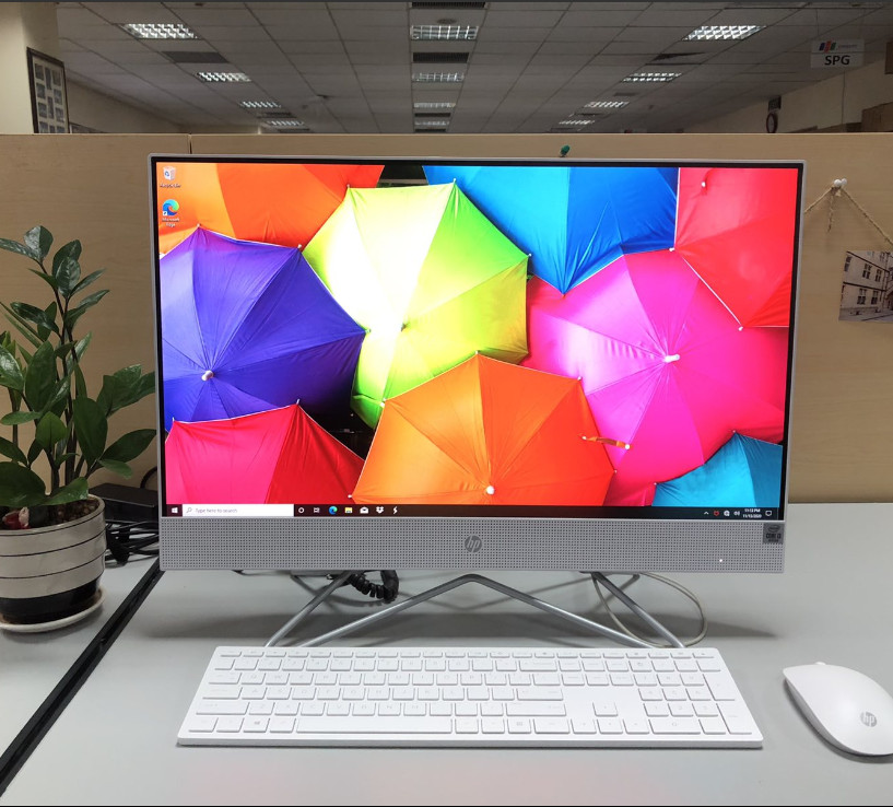 Máy tính bộ All in One HP AIO 24-df0039d (Core i3-10100T,4GB RAM,512GB SSD,DVDRW,Intel Graphics,23.8&quot;FHD,Keyboard &amp; Mouse,Win 10,White)_180N9AA - Hàng Chính Hãng