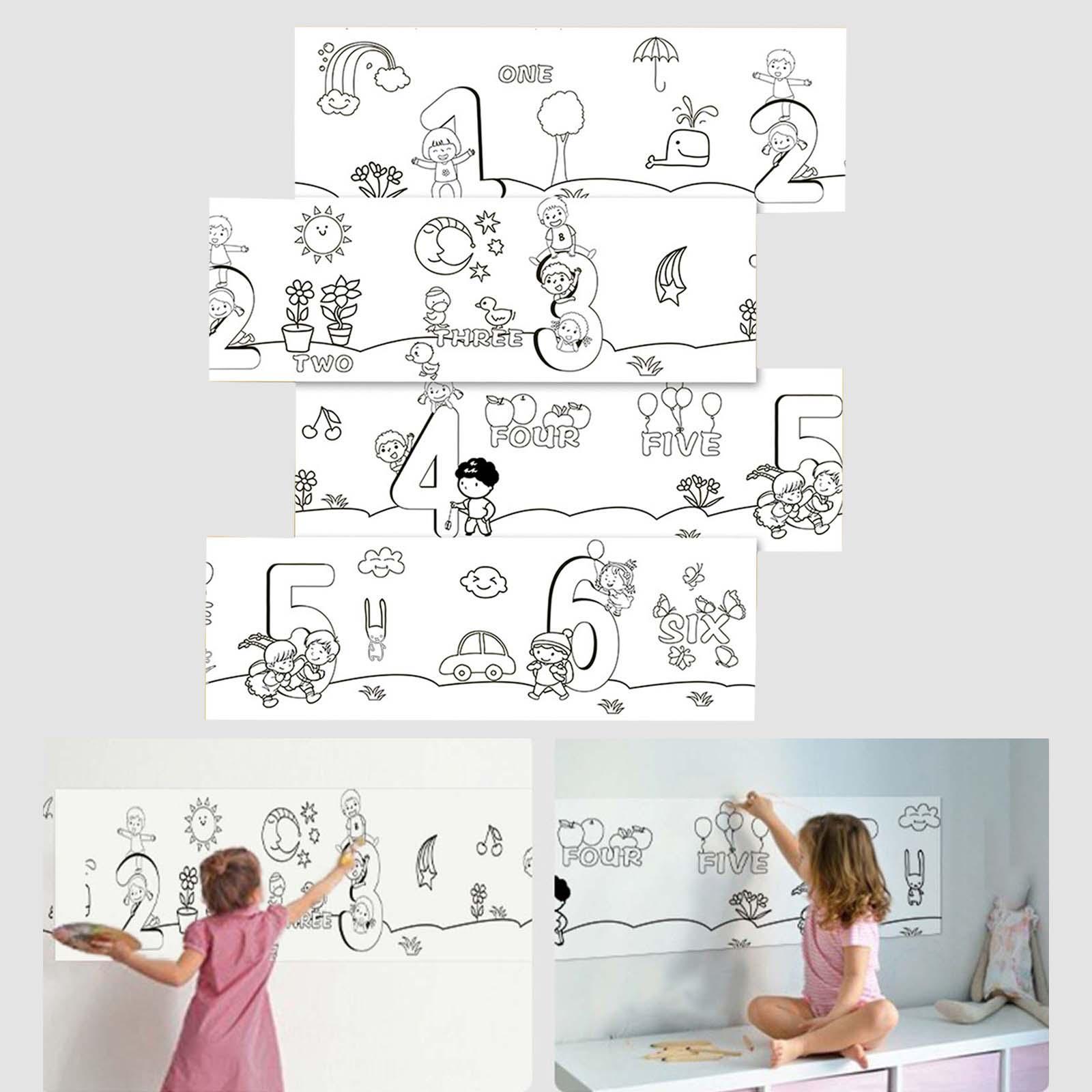Coloring Stickers Coloring Paper Roll 30Cmx300cm Colorable Early Educational Wall Coloring Stickers