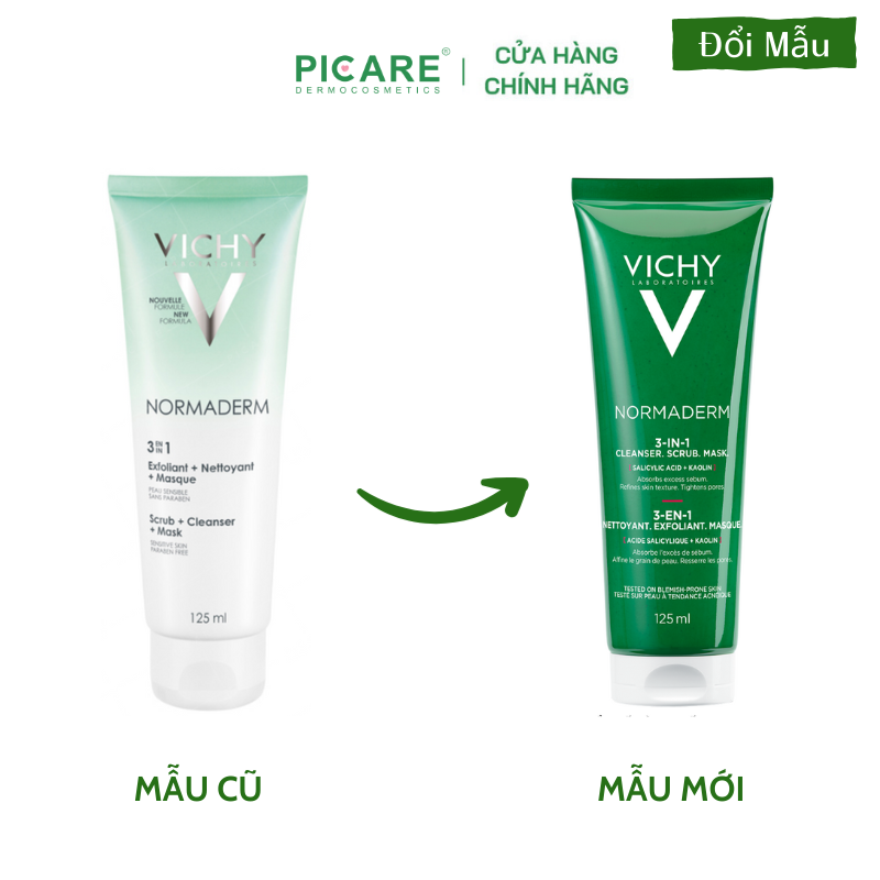 Kem Tẩy Tế Bào Chết 3 Tác Dụng Vichy Normaderm 3in 1 Scrub + Cleanser + Mask 125ml - M9721500 - 100758058