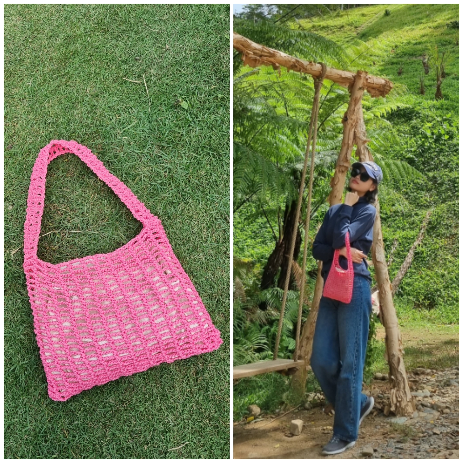 TÚI LƯỚI ĐEO VAI XÁCH TAY NỮ + TÚI VẢI RÚT / NO.1 BAG
