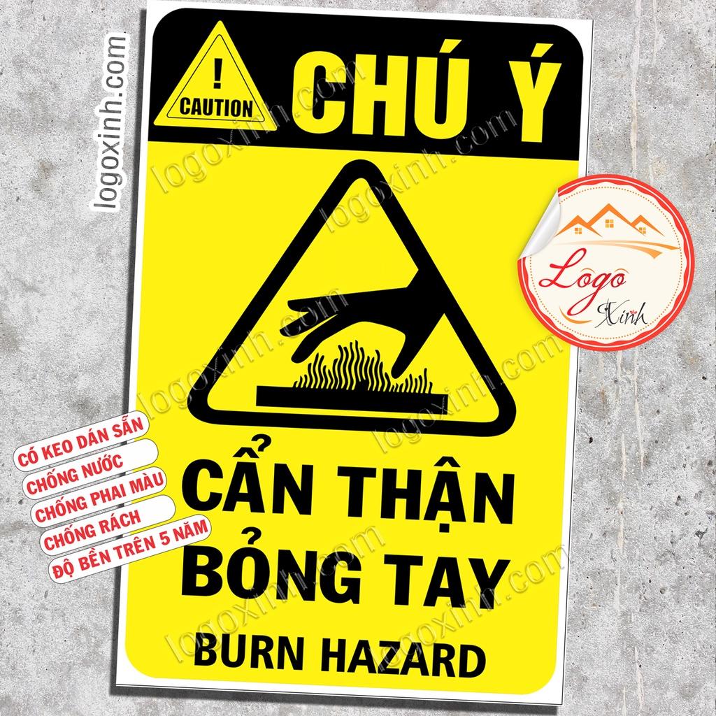 LOGO TEM STICKER BIỂN CẢNH BÁO CẨN THẬN BỎNG TAY, HOT SURFACE CAUTION BURN HAZARD- BIỂN CẢNH BÁO AN TOÀN LAO ĐỘNG