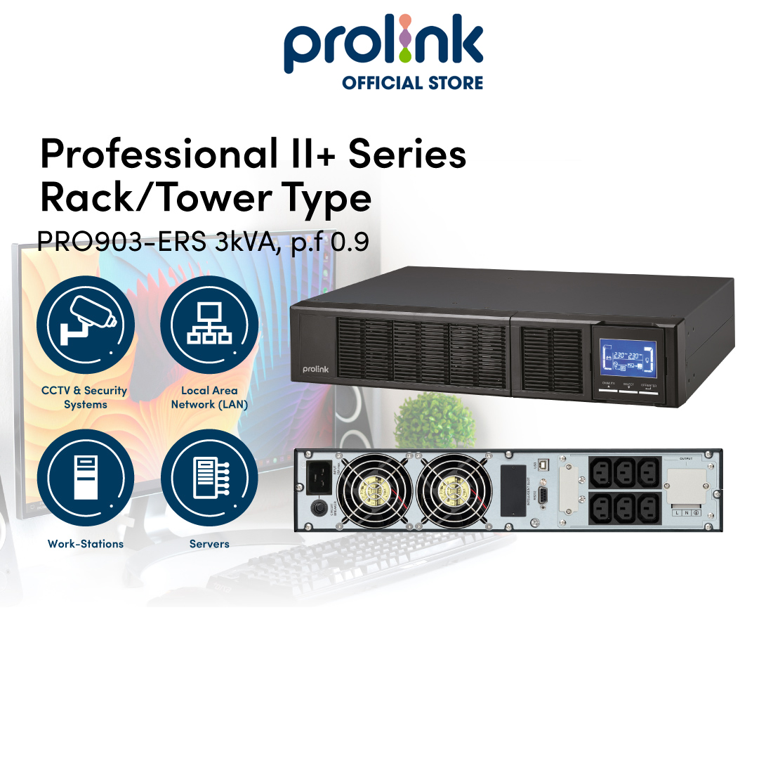 Bộ lưu điện UPS Online PROLiNK PRO903ERS (3000VA/2700W) bảo vệ tối đa cho các tải quan trọng trong ứng dụng công nghệ - Hàng chính hãng