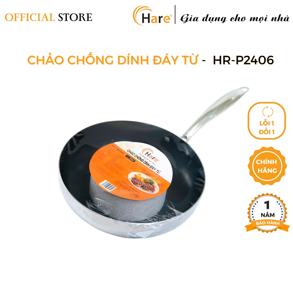 Chảo chống dính Inox có từ 3 kích thước 24 26 28cm  - thương hiệu Hare - lỗi 1 đổi 1